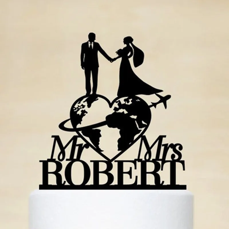 Тематика путешествий карта мира свадебный торт Топпер Персонализированные Mr& Mrs торт Топпер невесты и жениха свадебные подарки