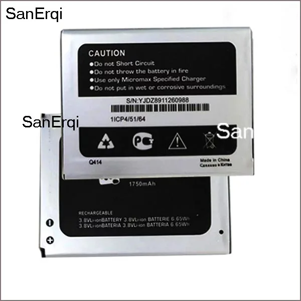 

Сменный аккумулятор Q414, 10 шт., 1750 мА/ч, для Micromax Q414, Canvas Blaze, 4G +/ Q424 Bolt, мобильный телефон, Оригинальная батарея