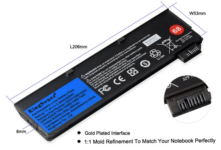 KingSener Батарея для lenovo Thinkpad T560 X270 X260 X240 X240S X250 T450 T470P T450S T440 T440S K2450 W550S 45N1136 45N1134