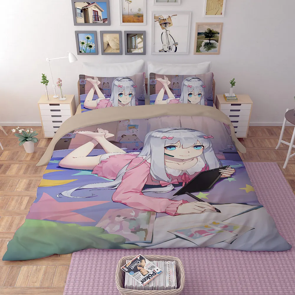 Японское постельное белье с аниме набор eromanga sense Izumi Sagiri с принтом наволочки пододеяльник набор мультфильм кровать комплект дропшиппинг