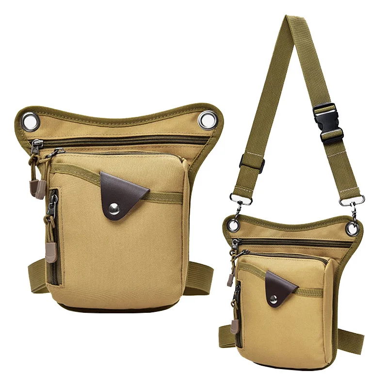 Khaki Leg Bags Fashion Nylon Men Legsbag New Unisex TacticalLeg Fanny Pack Casual Boys Waist Bags Multi-function Crossbody Shoulder Bags Male - Цвет: Khaki Leg Bags