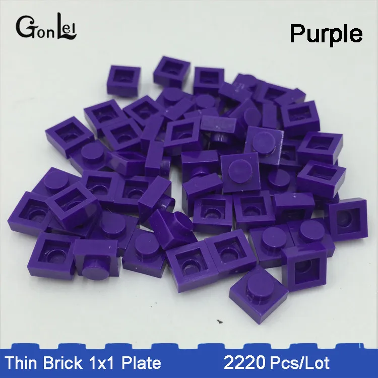 purple color 2220 шт./лот MOC кирпич 1x1 пластины части 33 цвета выбор сделать qr-код и MOC Конструкторы блоки DIY игрушка ребенок совместим с - Цвет: purple color