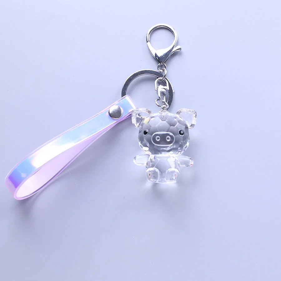 Парные Мультяшные акриловые красочные брелки из искусственной кожи Веревка