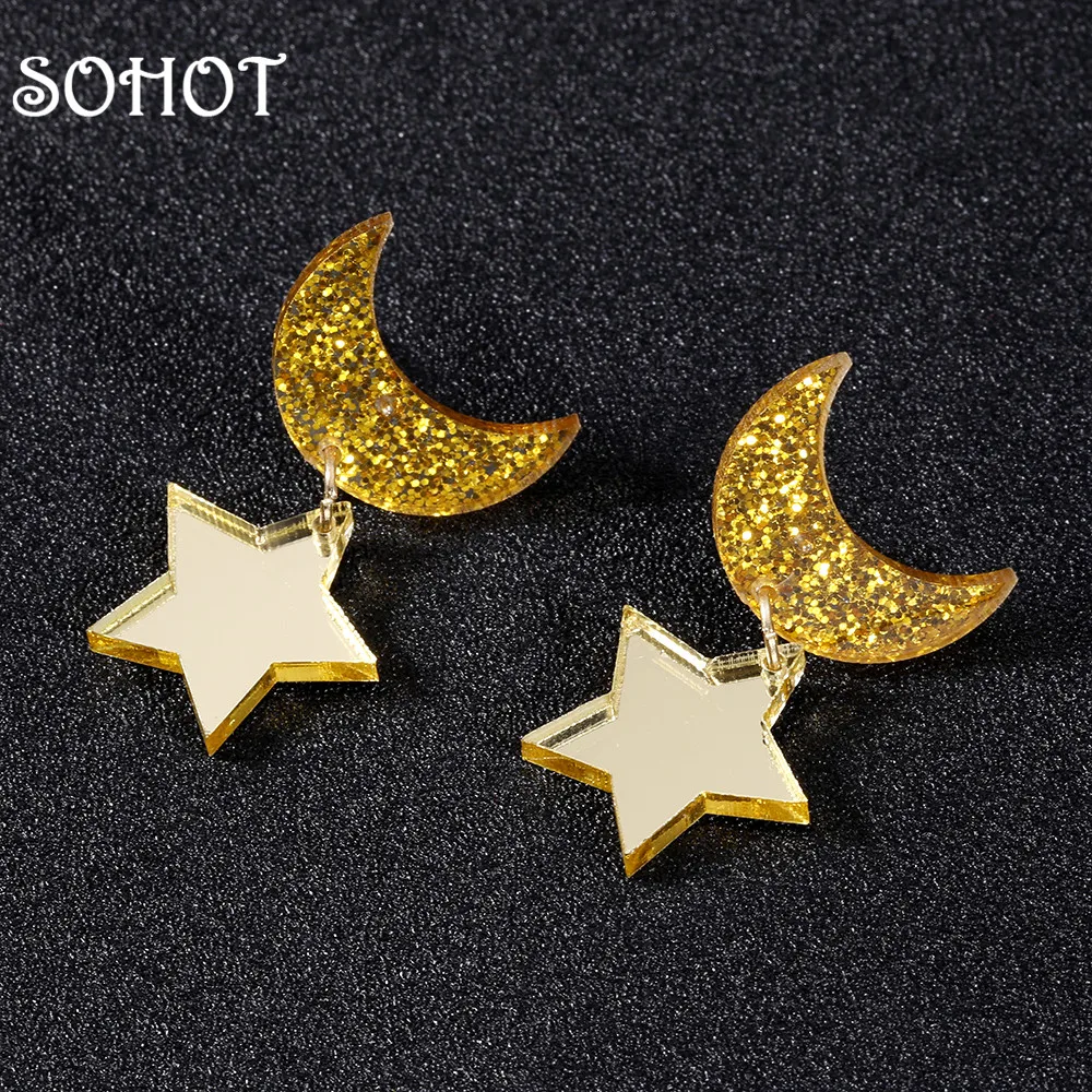 Серьги капельки SOHOT 2018 с милым акриловым рисунком в форме звезды изображением