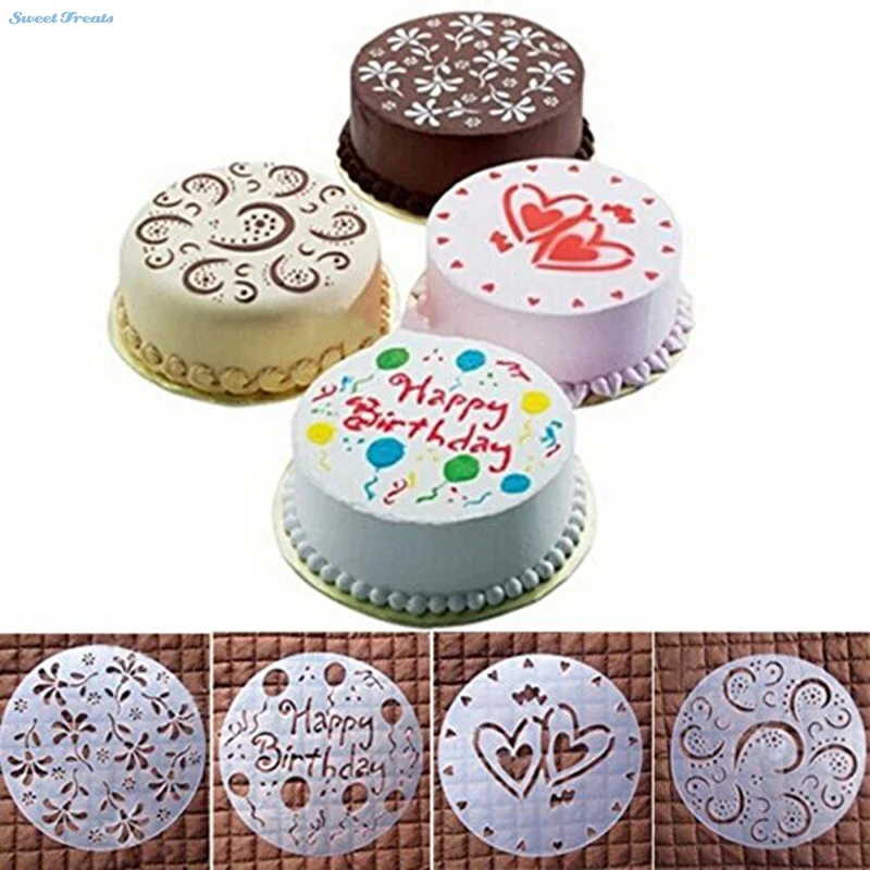 Sweettreats DIY 4 шт. круглый узор для торта печенья шоколадного крема сахарной резки