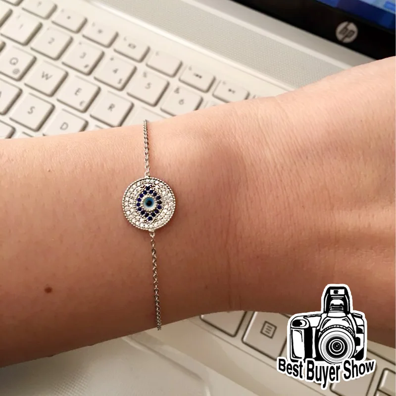 Высокое качество турецкий синий браслет evil eye Роскошный CZ золотая цепочка для