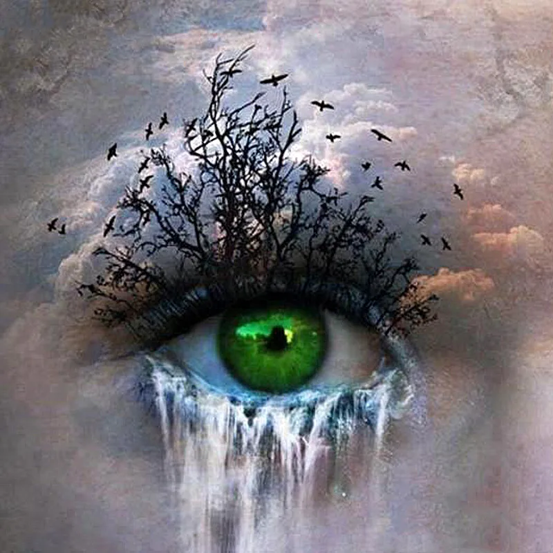 

Full Square/Round Drill 5D DIY New Diamond Painting "Green Eyes" 3D Rhinestone Embroidery Cross Stitch 5D Decor Gift