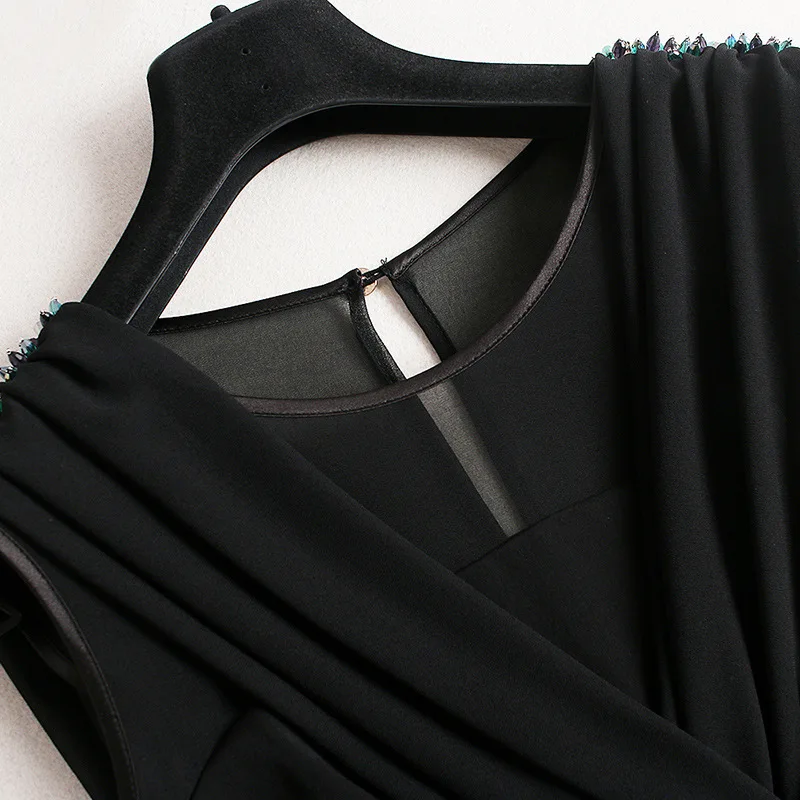 Readit Women Dress 2017 Spring Summer Black Mini Beading Shoulder With Cape Fashion Sexy Bodycon D2264 | Женская одежда