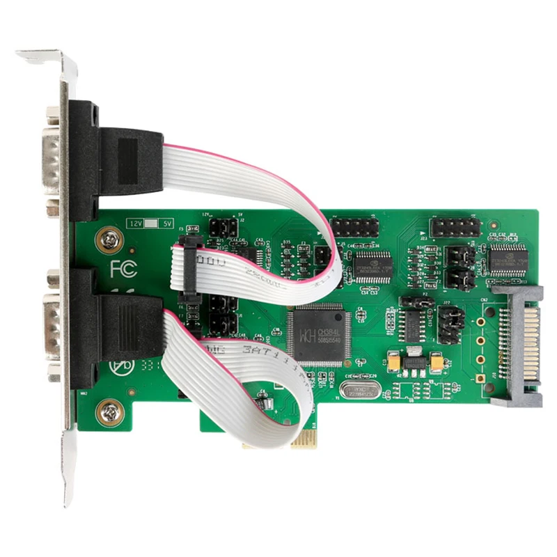 Bestellen PCI Express 4 Ports Serielle Karte PCI-e Multi RS232 DB9 COM Port 5VDC 12DV SATA Externe Netzteil PCIe Niedrigen Profil Halterung