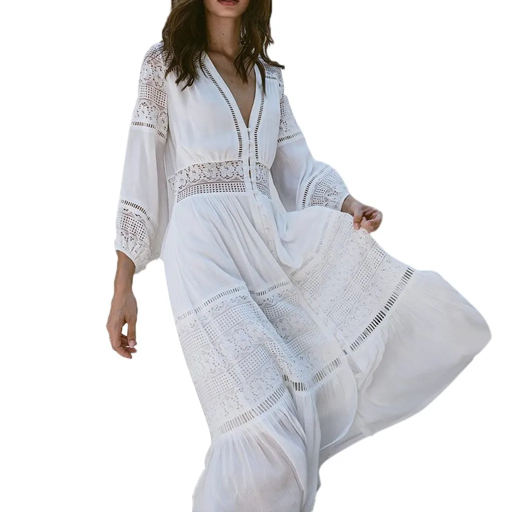 SAGACE женские платья 2019 сексуальные кружевные с вышивкой Vneck Обрезанные рукава