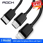 USB-кабель ROCK 2,4 А, кабель Micro USB Type C для быстрой зарядки и передачи данных для Samsung, Xiaomi, мобильный телефон, кабель для iPhone