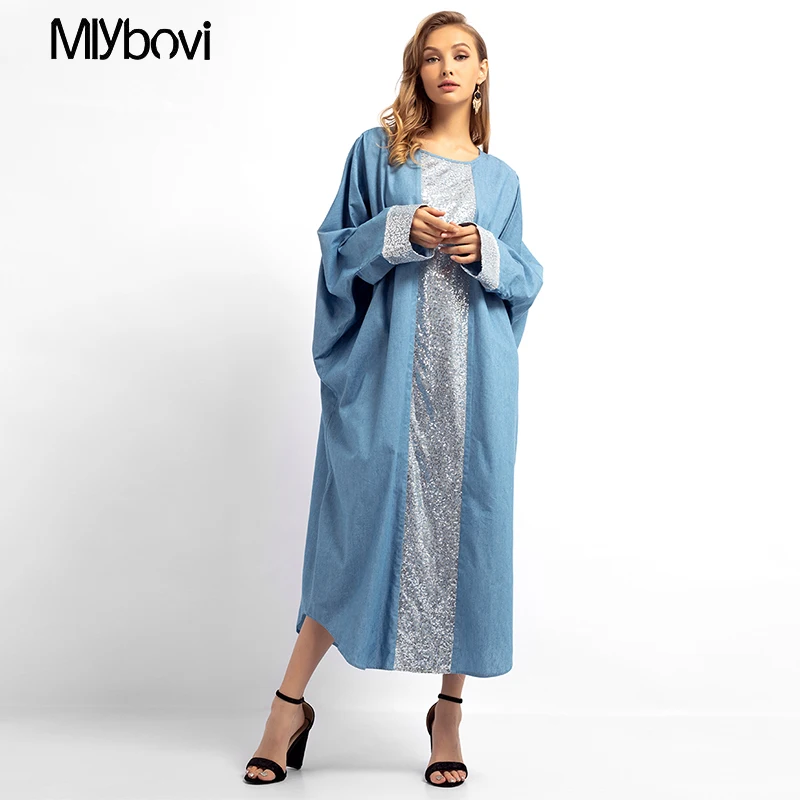 Синяя мусульманская модная Турецкая одежда Abaya Дубай еврейский шифон
