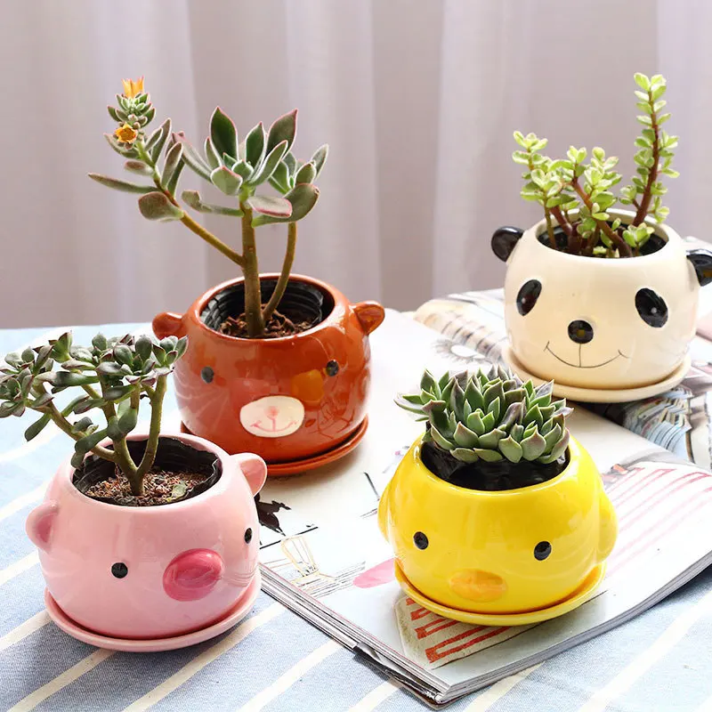 Kawaii маленький керамический цветочный горшок для животных поделки Свинья с