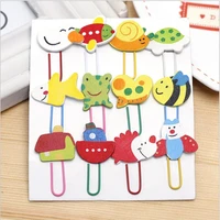 12pcslots gift cute personality cartoon animal wooden paper clip card bookmark metal bookmarks for books youe shone