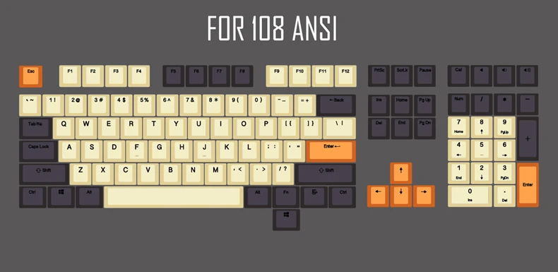 Петля pbt doubleshot keycaps oem для механической клавиатуры серый оранжевый бежевый gh60 покер 87 tkl 104 108 ansi corsair k70 iso razer