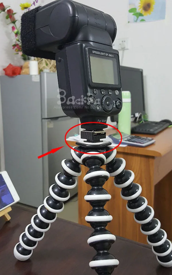 Держатель кронштейна адаптера вспышки камеры Горячий башмак 1/4 винт штатив