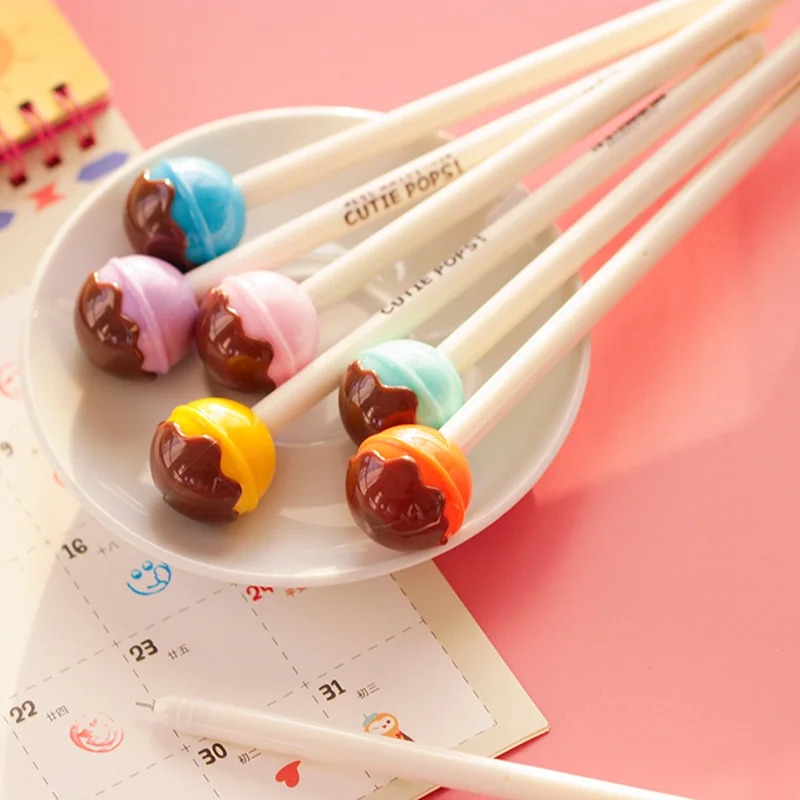 6 шт. Cutie Попс Гель Kawaii Lollipop Чернил Ручки Zakka Подарок Эсколар Канцелярские Caneta