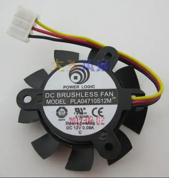3-проводной охлаждающий вентилятор PLA04710S12M, диаметр 37 мм, отверстие 25 мм, 12 В, 0,09a