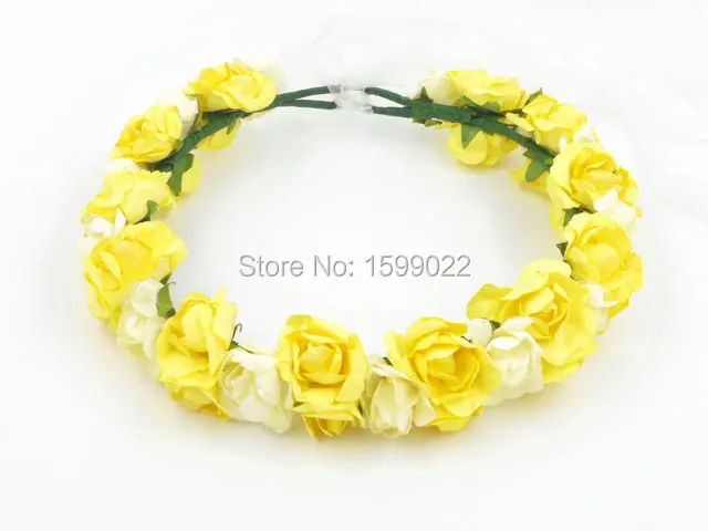 Женский винтажный цветочный венок ручной работы в богемном стиле желтая