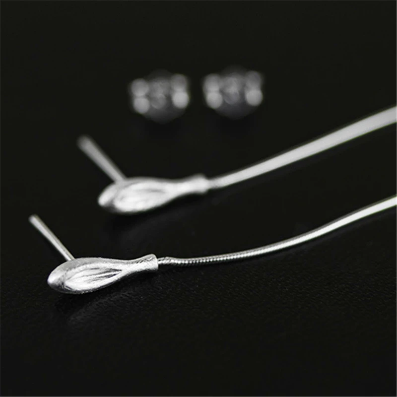 Женские длинные висячие серьги Lotus Fun винтажные элегантные из стерлингового