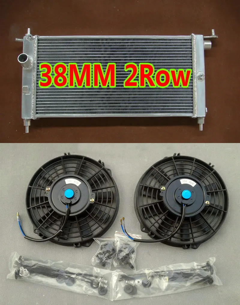 2 ряда алюминиевый радиатор + вентиляторы для Opel Vauxhall Corsa Uprated GSi Turbo C20XE C20LET 2.0L