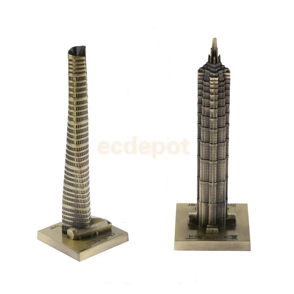 2 шт. винтажная Металлическая статуэтка Цзинь Мао и башни Шанхая | Дом сад