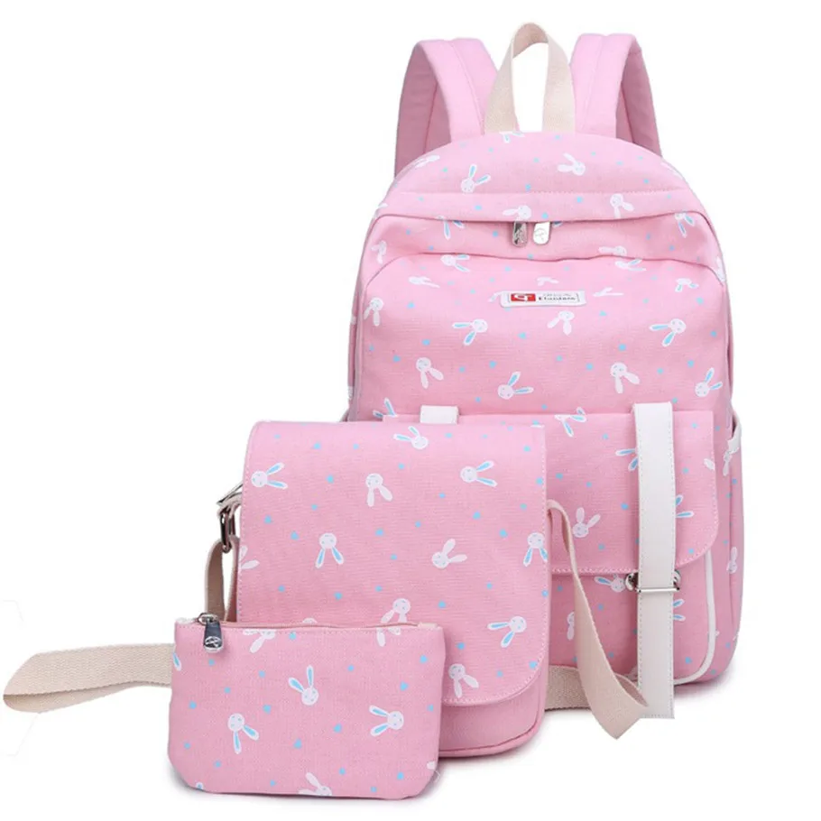 Холщовые школьные ранцы с принтом для девочек, детский школьный рюкзак, Детские Модные дорожные сумки для девочек, 3 шт./компл.