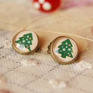 Рождественские серьги-клипсы без пирсинга 6 пар/лот смешанные снежинки снеговик