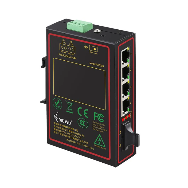 Волокно 5 Порты и разъёмы промышленный сетевой коммутатор 1 волокно SFP 4 RJ45 переключатель 10/100 Мбит/с на din-рейку Тип сетевой адаптер сигнал усиления