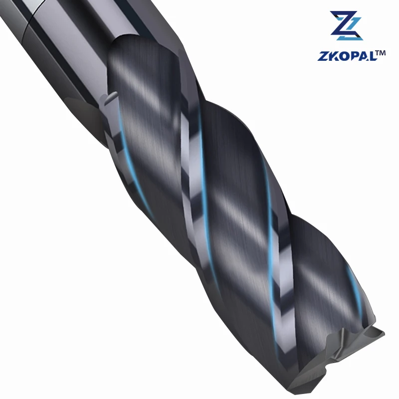 ZKOPAL карбид вольфрама Концевая фреза 4 флейты d1 d12 cnc концевые инструменты для