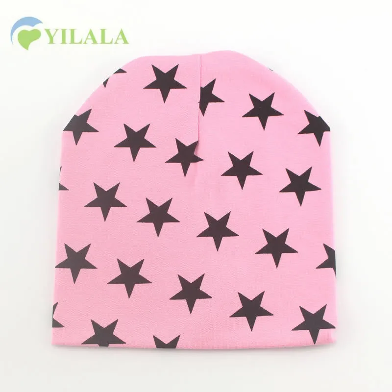 Однотонные хлопковые детские головные уборы со звездами модные шапки для
