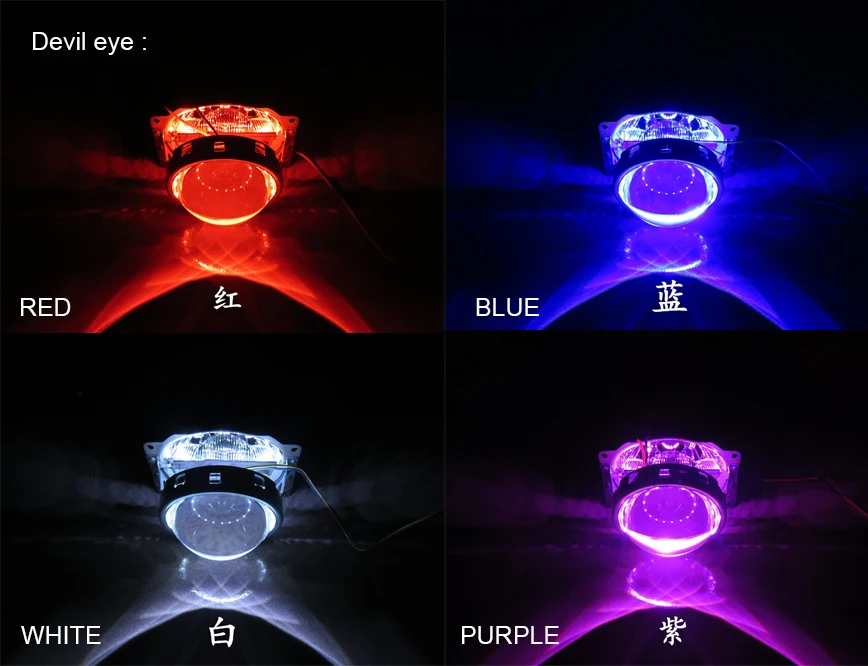 Xplus 3,0 дюйма 55 W Двойной глаза ангела CCFL авто фара HID Биксеноновая объектив проектора с лампой дьявол глаз H1 H4 H7 белого и синего цвета красный