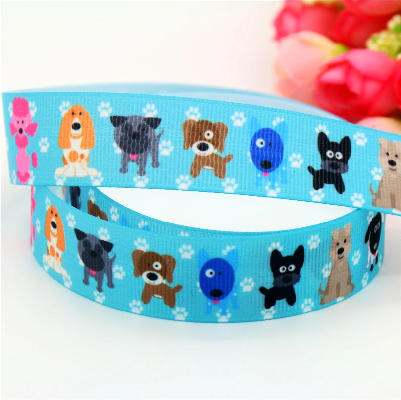 Бесплатная доставка корсажная лента с рождественским принтом бульдога 7/8 дюйма