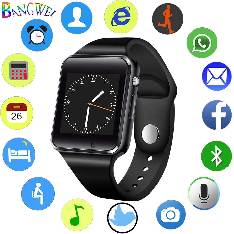 BANGWEI 2018 новые женские и мужские смарт часы SIM TF телефон вызов музыкальный плеер LED