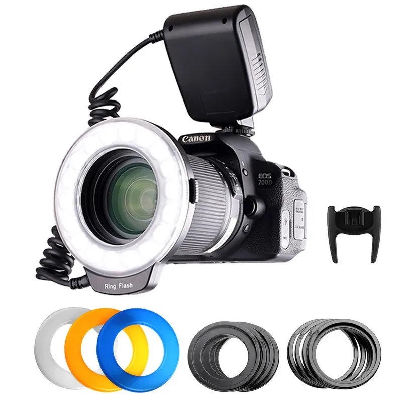Travor 18 шт. светодиодный макро-кольцевой светильник RF-600D для Canon Nikon Panasonic Pentax Olympus DSLR камеры
