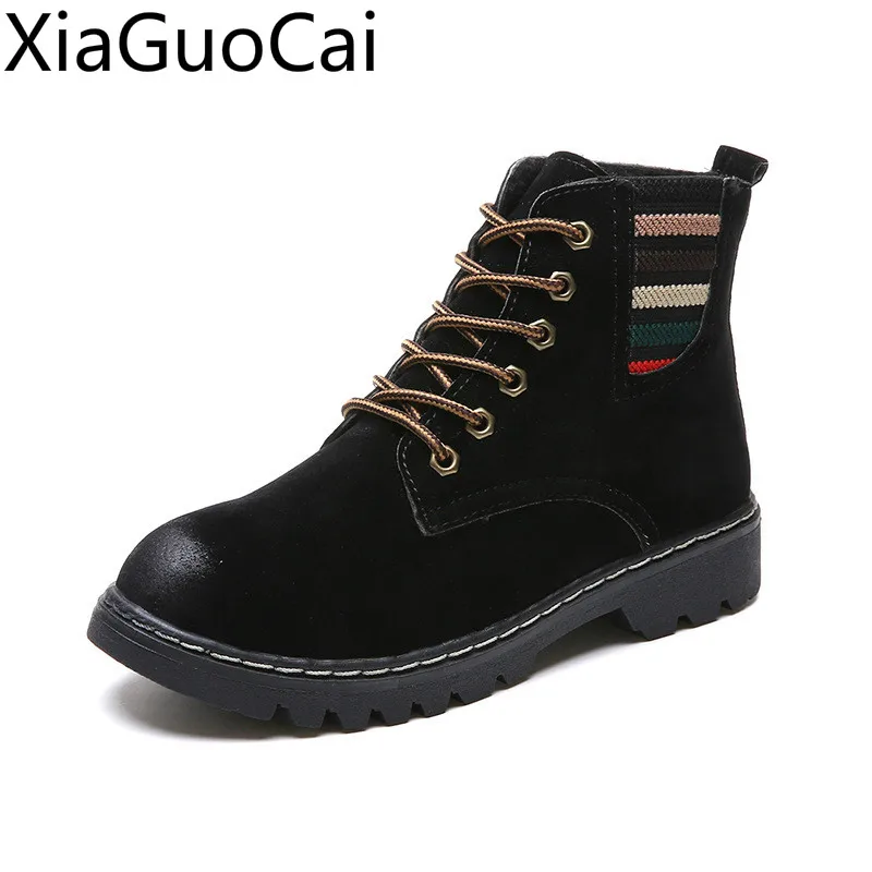 

Winter Women's Fashion Boots Frosted Lace Casual Martin Boots Bottom Plus Velvet Retro Ankle Boots for Women