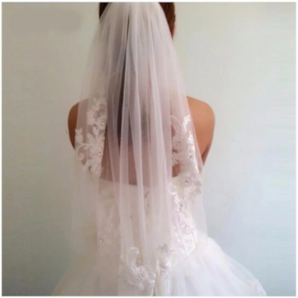 Повязка на волосы с вуалью один слой Свадебные Аппликации Элегантные короткие