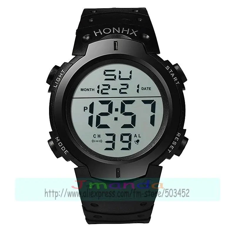 100 шт./лот, HONHX-9001-1, новые цифровые часы с большим круглым циферблатом для детей, горячая Распродажа, высококачественные силиконовые часы с черным ремешком