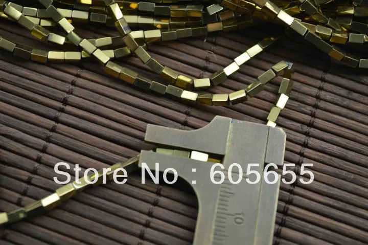 2x4 мм Позолоченные гематитовые квадратные трубки россыпью бусины|loose beads|beads loosebeads