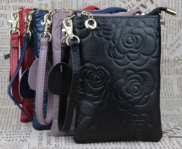 COMFORSKIN Bolsas, Новое поступление, тиснение, Цветочный стиль, женская сумка для мобильного телефона, Гарантированная воловья кожа, вертикальные сумки-мессенджеры
