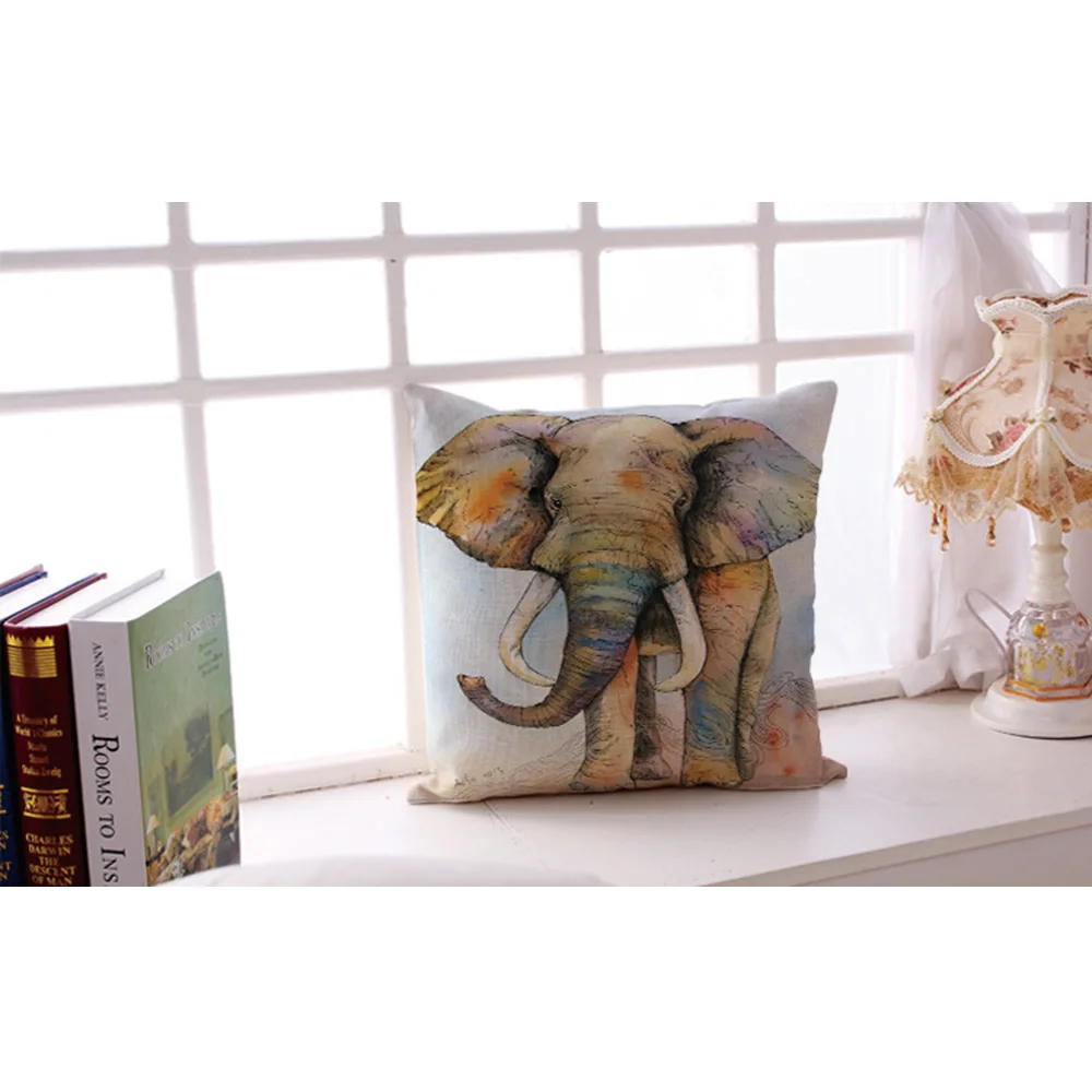 Наволочка из хлопка и льна 45 х45 см|cushion cover|fashion cushion coverspillow case elephant |
