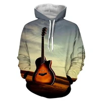 mens 3d print guitar sweatshirt hoodies turn down collar pullover hipster hoodies harajuku 2018 new design streetwear hoody