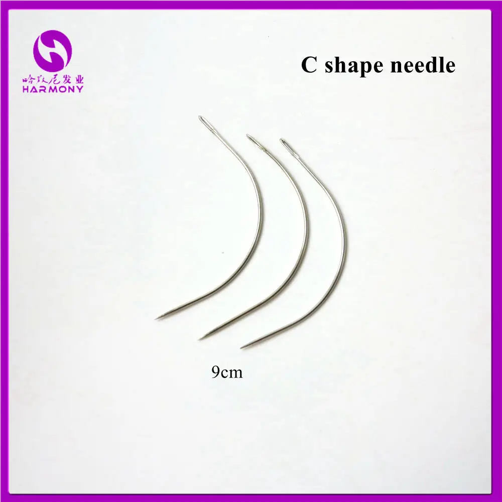 Free shipping 12pcs 9cm C type curved needles for hair weft /hair weaving needle/weave machine sewing needle/C shape Tools