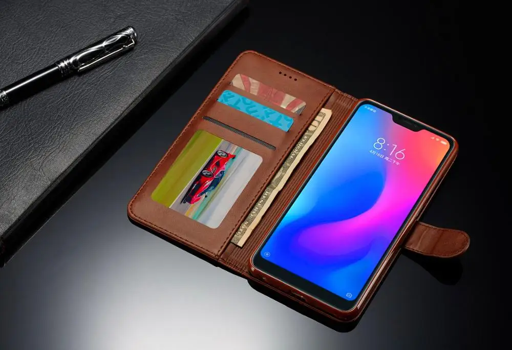 Деловой Роскошный кожаный чехол бумажник для телефона Xiaomi Redmi Note 6 Магнитный Pro Coque