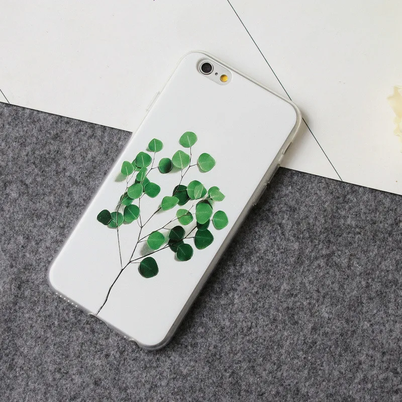 Чехол ZUCZUG с 3D рельефным листом мультяшный чехол для iphone 7 милыми растениями