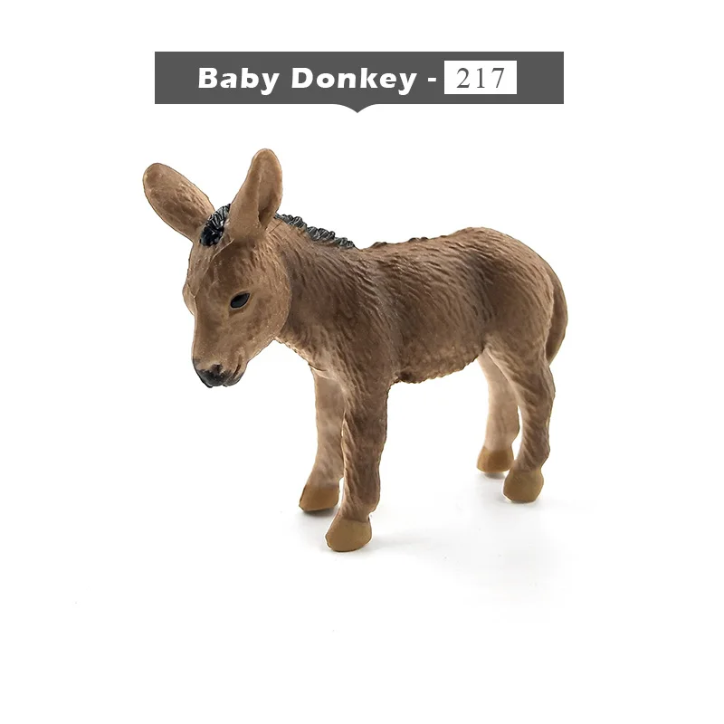 Baby Donkey Имитация леса, дикая панда, слон, енот, кенгуру, альпака, олень, медведь, Ослик, Wildebeest, пластиковые животные, мини-фигурка, модель игрушки - Цвет: Baby Donkey