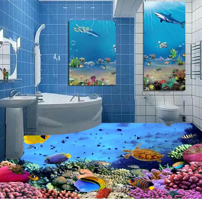 

[Self-Adhesive] 3D Beautiful Sea World 2 Non-slip Waterproof Photo Self-Adhesive Floor Mural Sticker WallPaper Mural Print Decal
