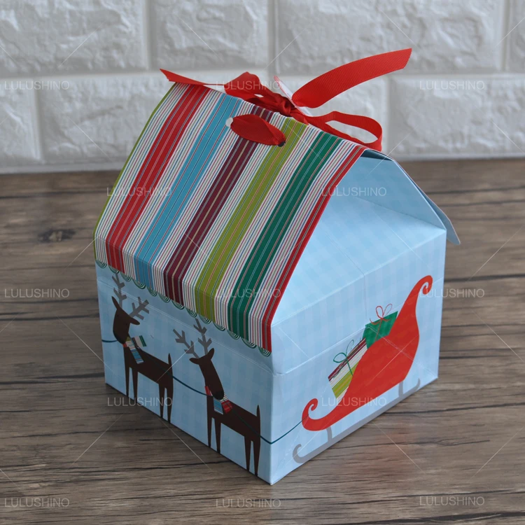The high-end brand Meri Christmas House four capsules cake box nougat with ribbon elevator |