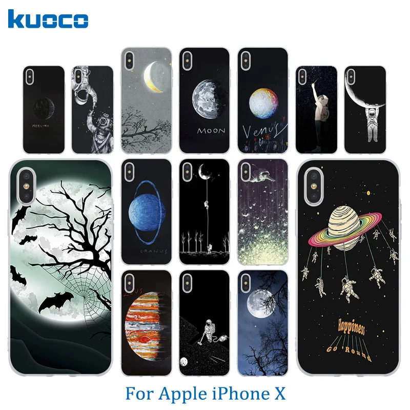 Чехол для телефона Apple iPhone 7/8 Plus X 10 Space Moon Pattern 5C 5S SE 6 6S оболочка мягкая силиконовая