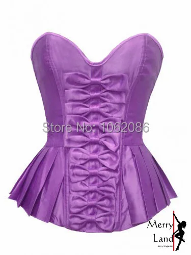Women Green White Red Purple Sexy Satin Overbust Corsets Bow Bustiers Lingerie Underwear Sleepwear M1787 Free Shipping | Женская одежда